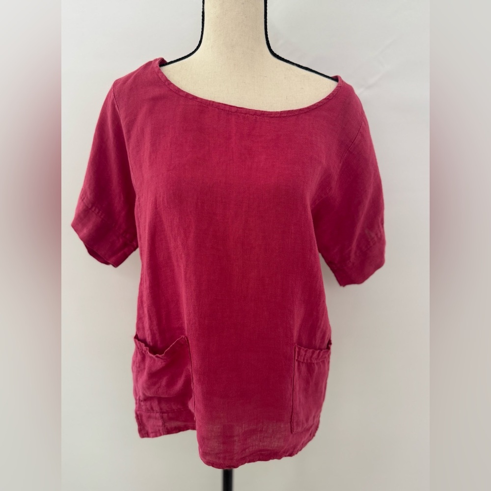 Francesca Bettini Women’s Size Small 100% Linen Cherry Blossom Small Tunic Top